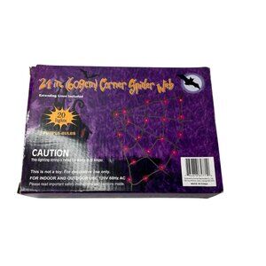 21" Corner Spider Web 20 Purple Lights Indoor/Outdoor Halloween Decoration